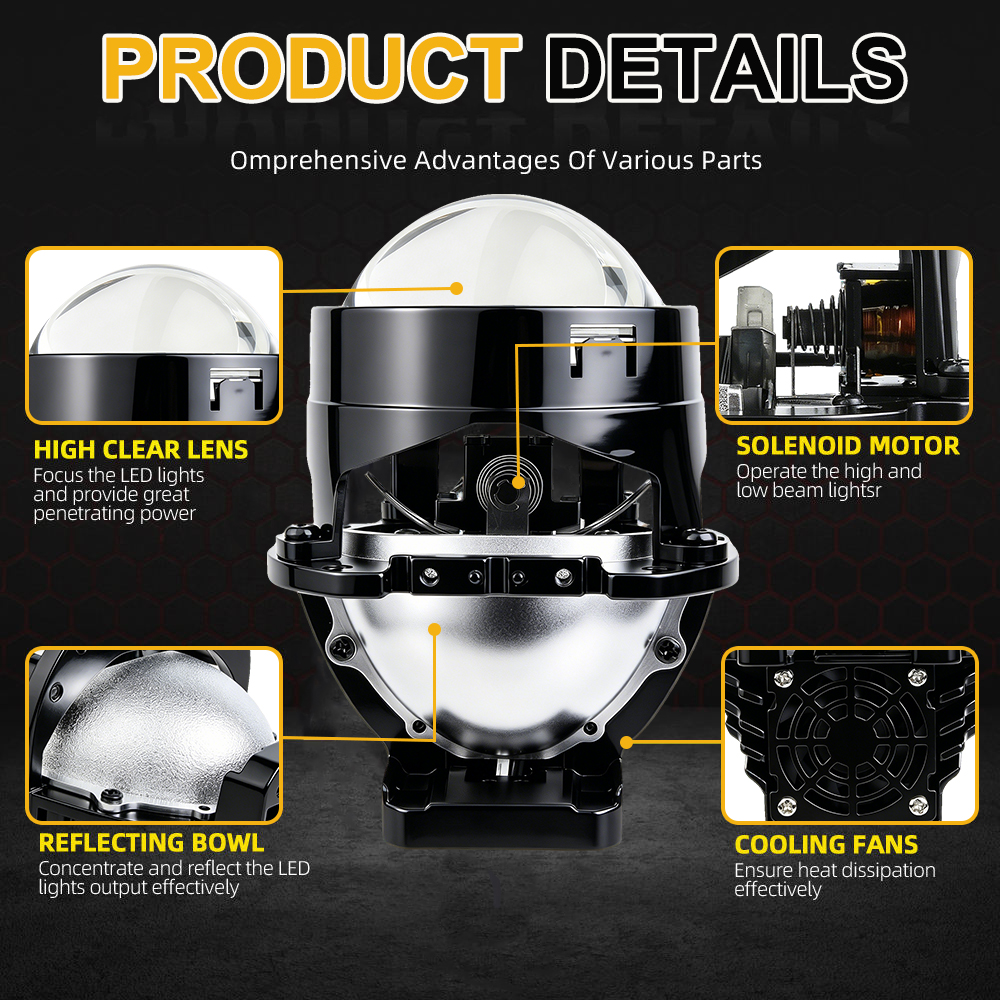 Супер яркий 106 Вт 2,0-дюймовый Bi-LED объектив проектора, автомобильный комплект для модернизации фар, лампа дальнего и ближнего света, светодиодный объектив проектора для автомобильных аксессуаров