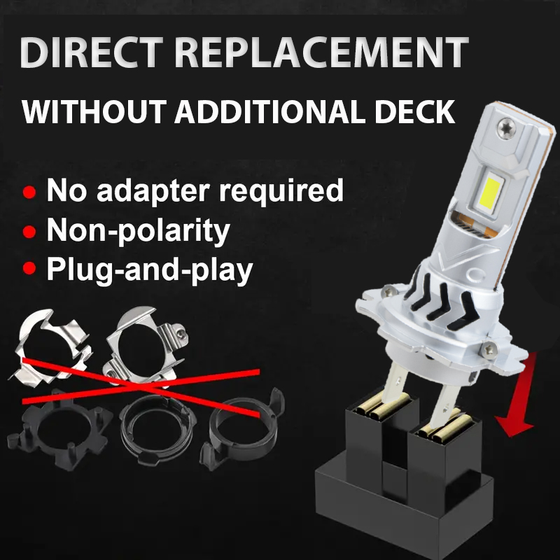 Все в одном, размер 1:1, автомобильная лампа для фар с функцией Plug and Play с вентилятором CANBUS 12 В H7 H11 9005 9006, замена автомобильных светодиодных ламп