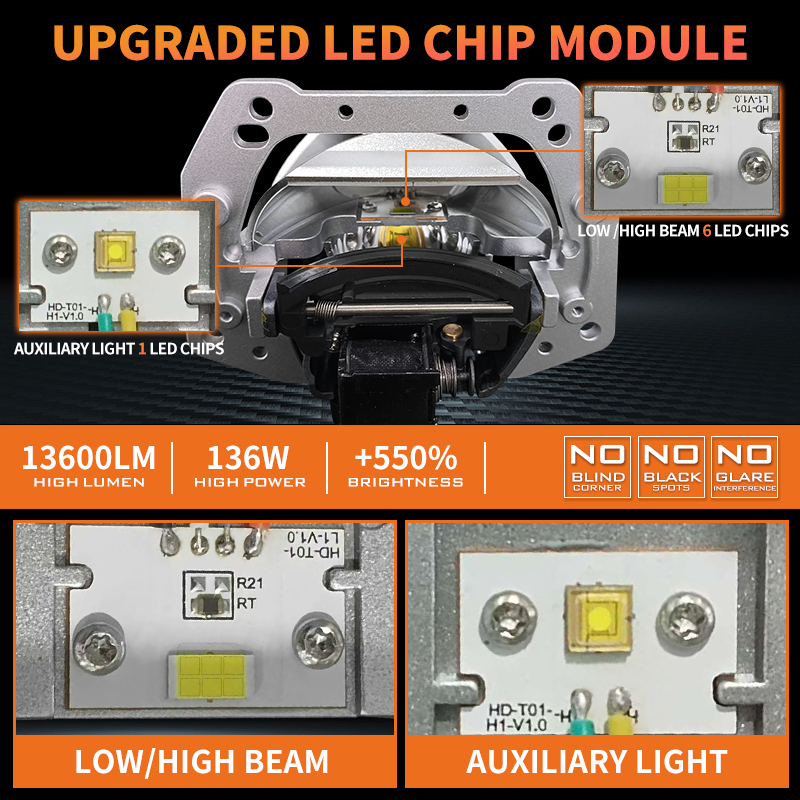 Серия T10 | Линия плоской разреза Super Bright 24 В 3 -дюймовый 104W Low Beam 136 Вт высокая мощность высокая мощность Bi Projector