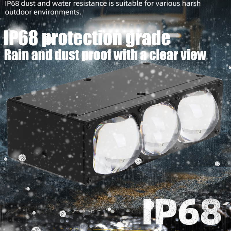 Автомобильные аксессуары, матричный светодиодный светильник, универсальный автомобильный гриль, дальний ближний свет, двойная лазерная линза, три глаза, линза проектора, решетка прожектора