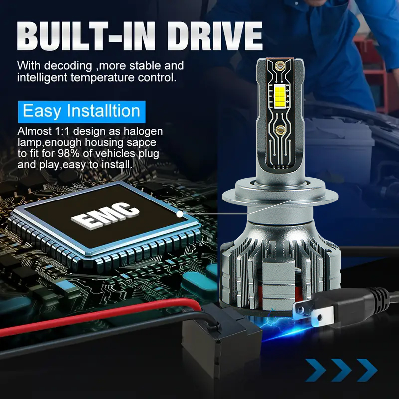 Индивидуальные автомобильные светодиодные фары 60W 6000LM, автоматическая система освещения CSP 3570, чип 12V, светодиодные лампы для фар