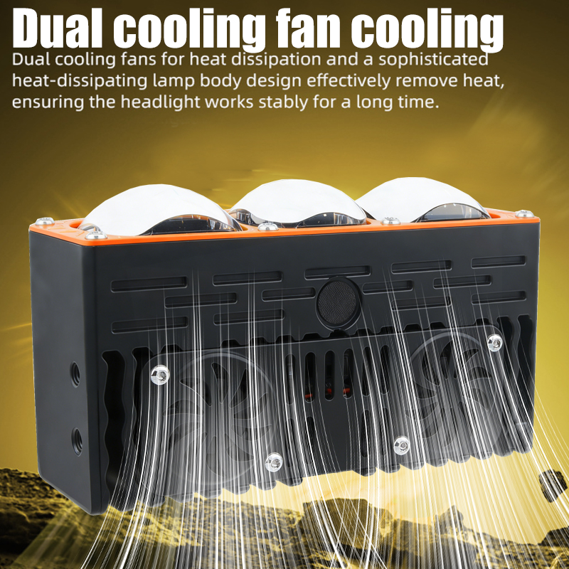 85W 3 Lens Bi Led проектор Фары на решетке автомобиля Дальний ближний свет Двойной вентилятор Охлаждение передней решетки Вспомогательные фары для грузовика Внедорожник Внедорожник