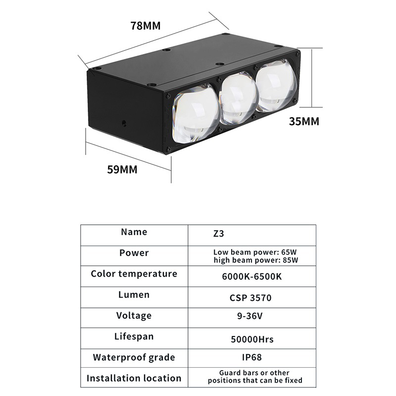 Автомобильные аксессуары, матричный светодиодный светильник, универсальный автомобильный гриль, дальний ближний свет, двойная лазерная линза, три глаза, линза проектора, решетка прожектора