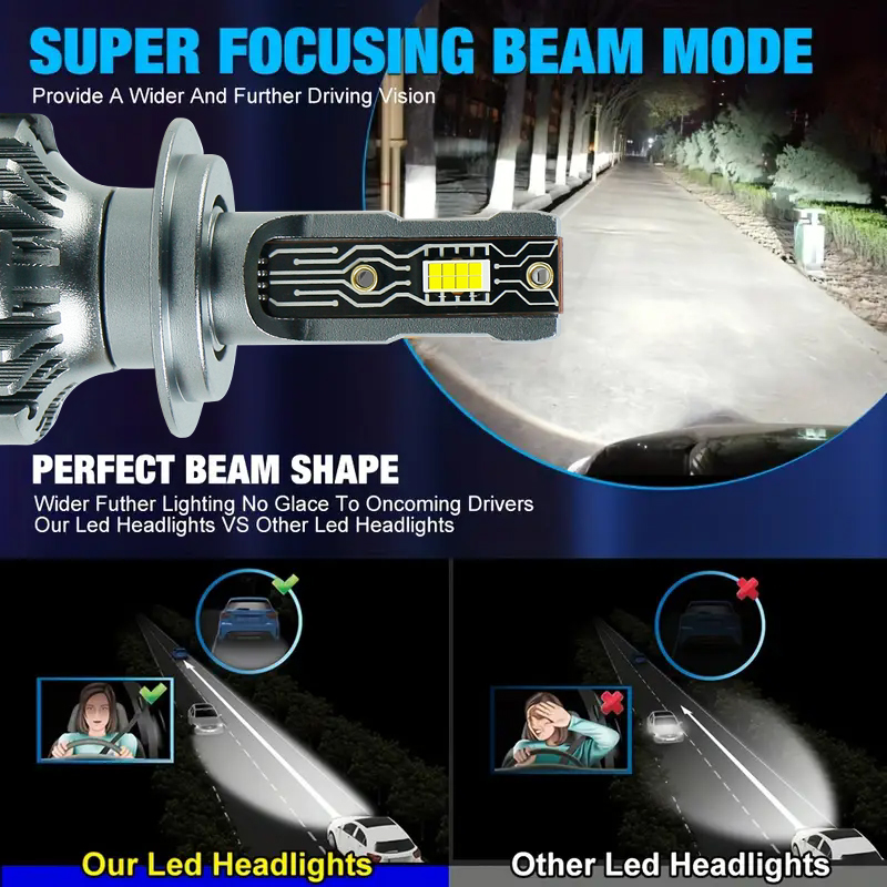 Индивидуальные автомобильные светодиодные фары 60W 6000LM, автоматическая система освещения CSP 3570, чип 12V, светодиодные лампы для фар