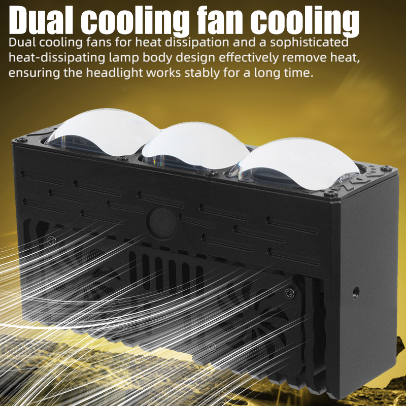 Автомобильные аксессуары, матричный светодиодный светильник, универсальный автомобильный гриль, дальний ближний свет, двойная лазерная линза, три глаза, линза проектора, решетка прожектора