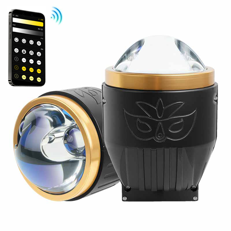 OEM/ODM 3-дюймовый Smart AI, управляемый через приложение, трехцветный объектив проектора, противотуманная фара, дальний ближний свет, водонепроницаемая, двойная прямая лазерная светодиодная противотуманная фара