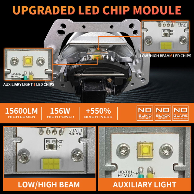 Двойная чашка 3,0 дюйма Auto BI светодиодного проектора Фара объектива 110 Вт 6000K 11000LM CAR LED LACB