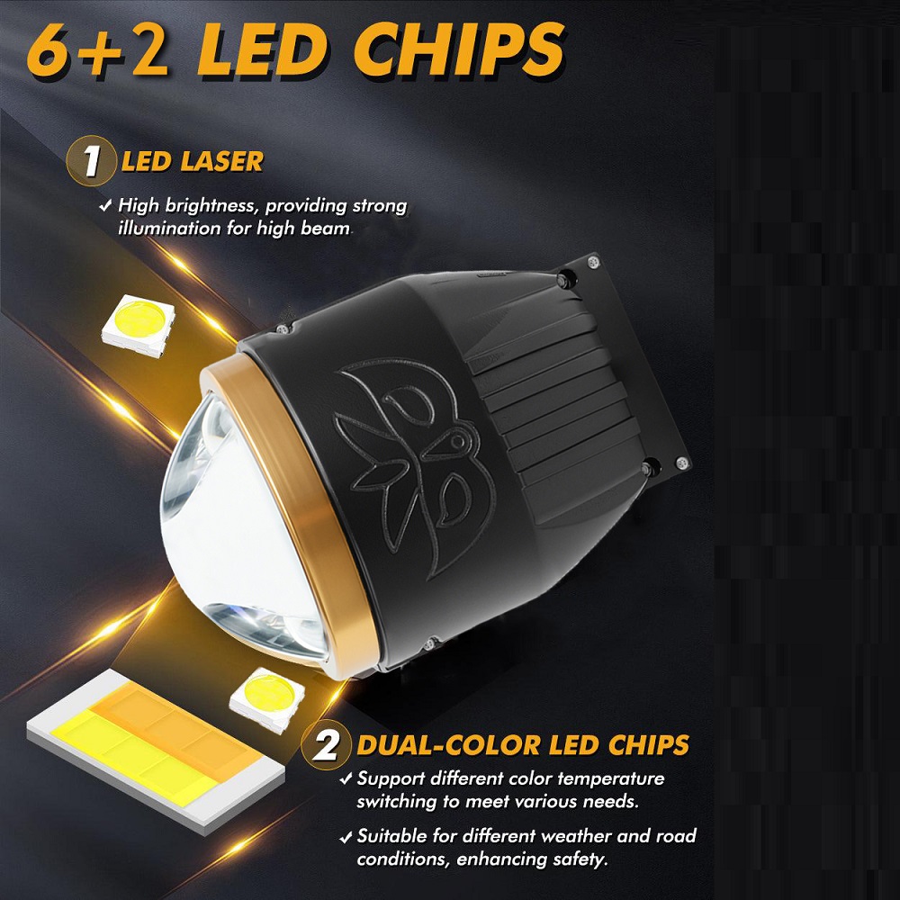 Оптовая продажа, 3-дюймовый трехцветный двойной прямой автомобильный билазерный светодиодный объектив проектора, противотуманные фары 12 В, 75 Вт для Toyota Honda, универсальные противотуманные фары, модернизация